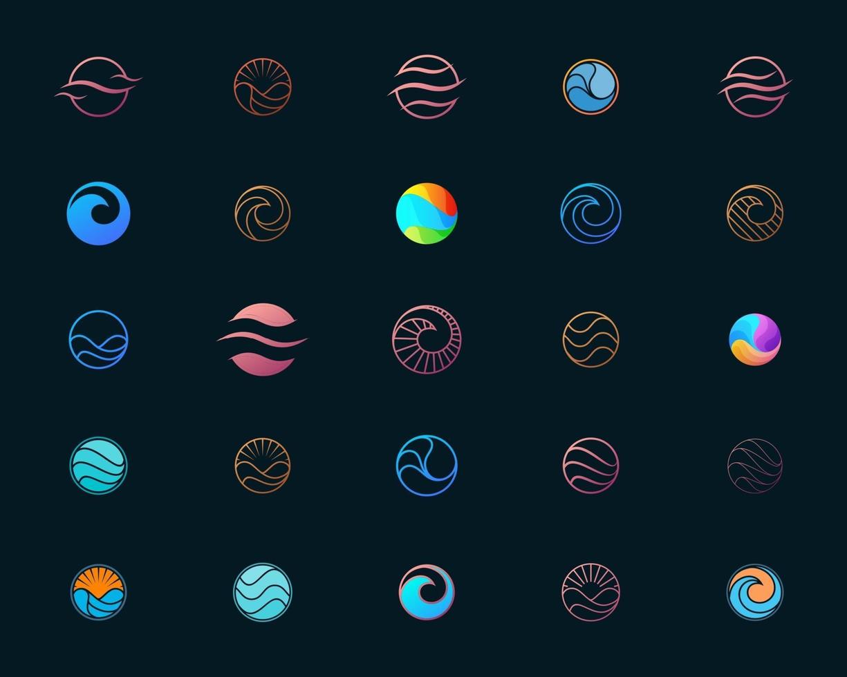 Conjunto de diseño de logotipo de onda de agua, elementos gráficos adecuados para el logotipo vector