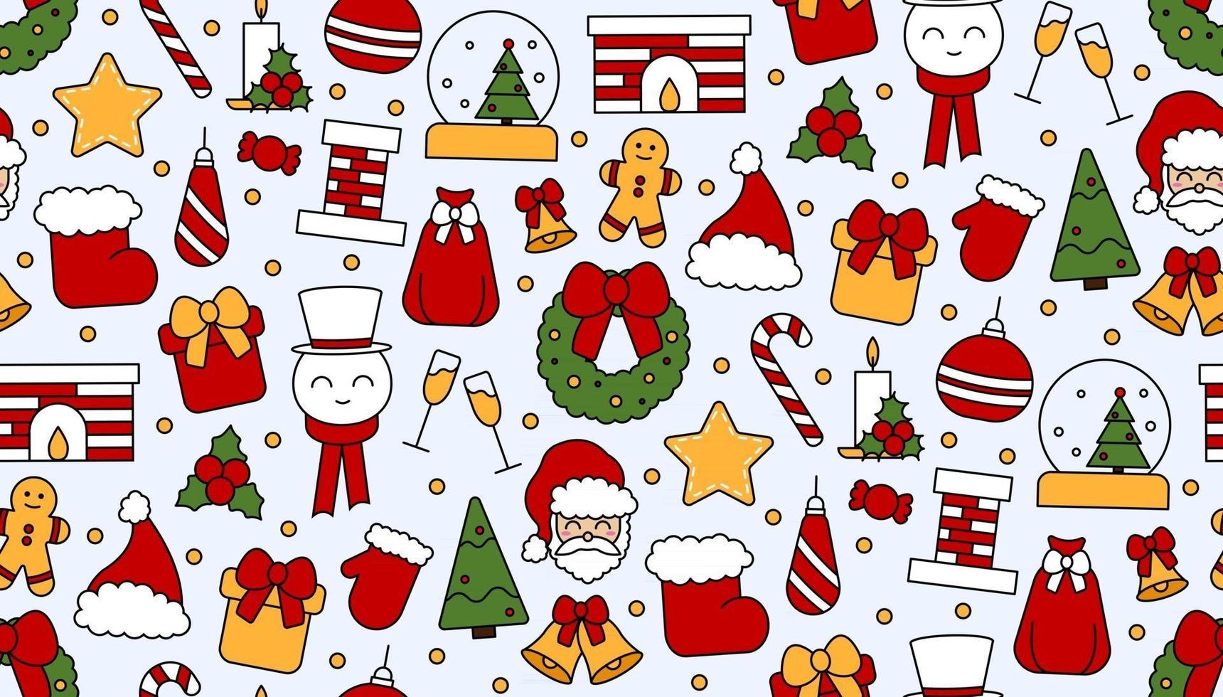 Seamless repeating pattern with Christmas and Happy New Year symbols vector