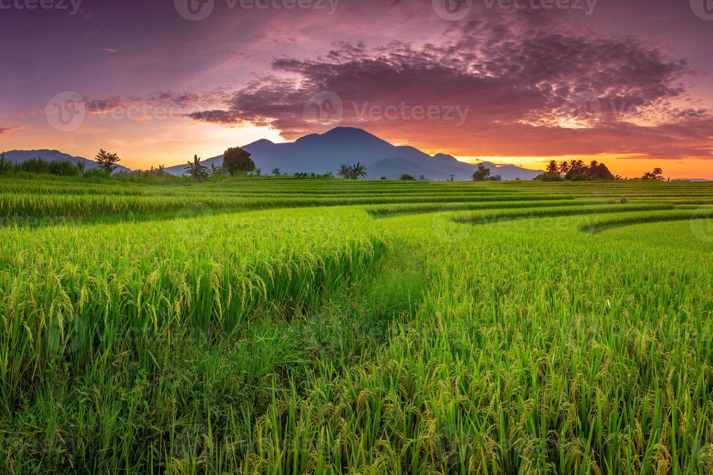 morning view with morning sun with lava sky over the mountain photo