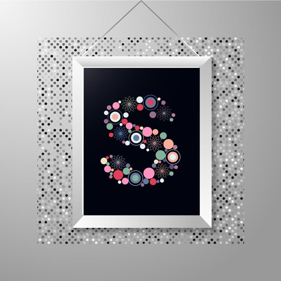 decorative abstract s letter in frame vector