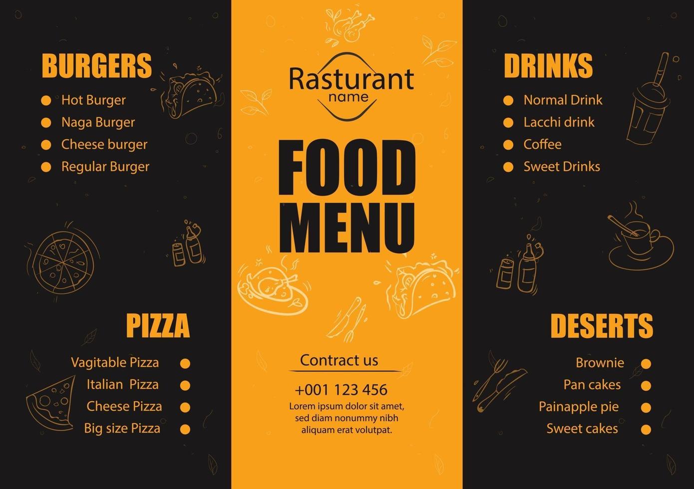 Restaurant menu vector design template