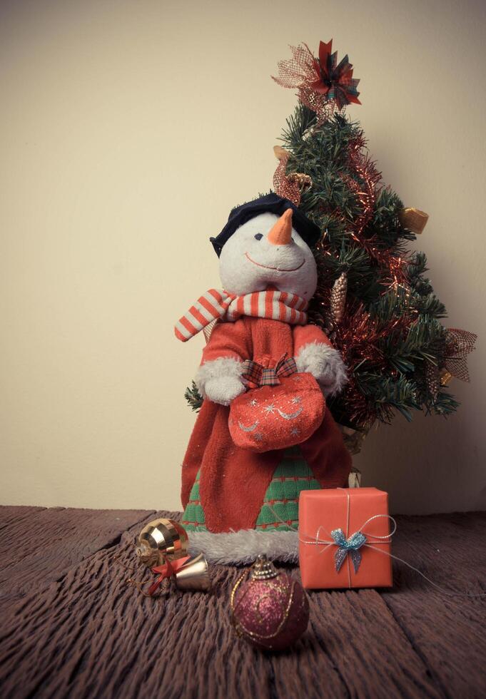 Snowman on Christmas tree photo