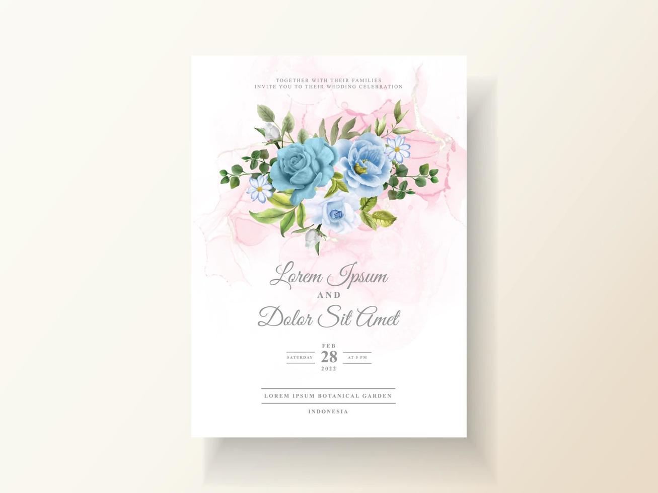 elegant floral watercolor wedding invitation card vector
