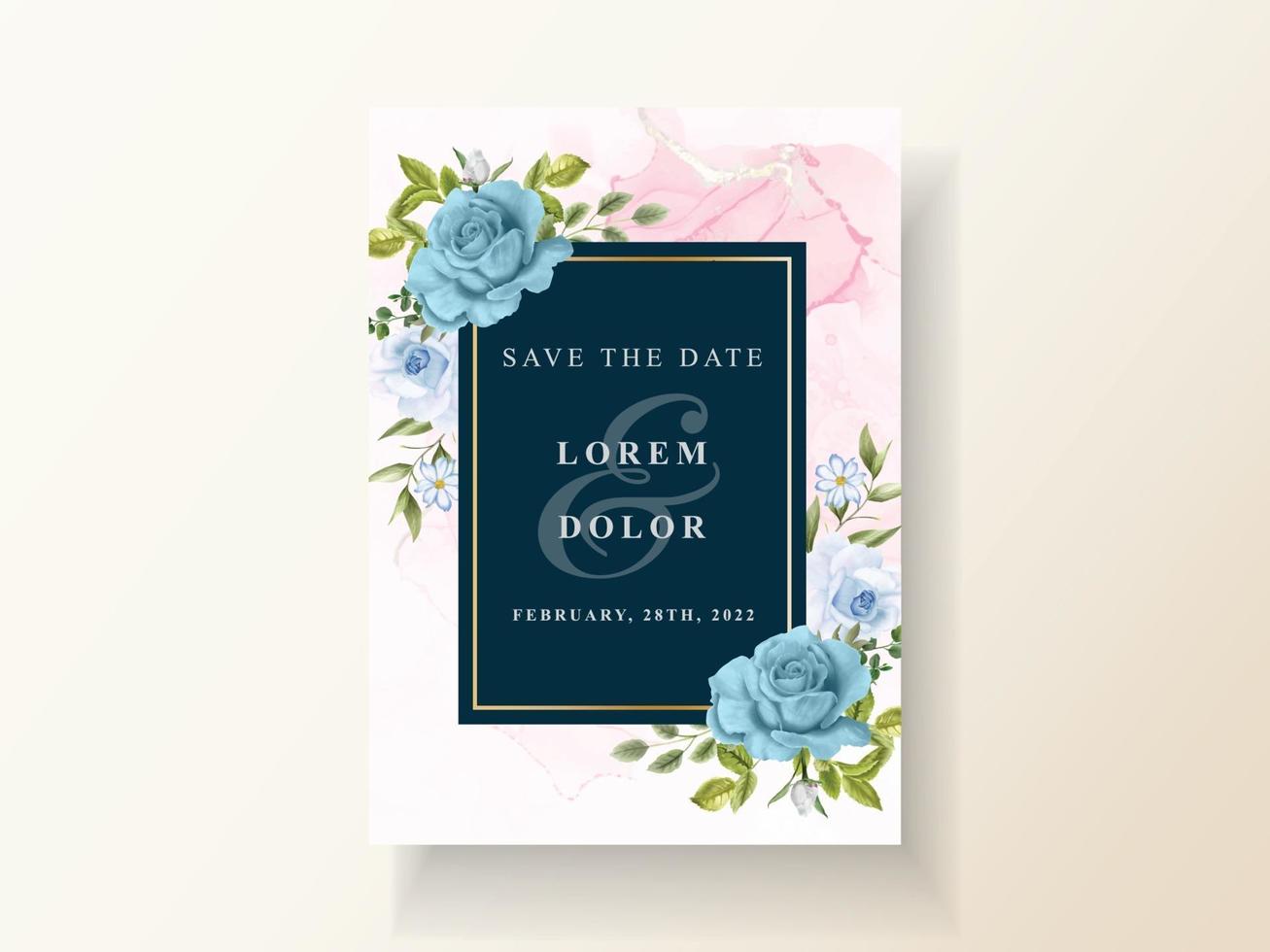 elegante tarjeta de invitación de boda floral acuarela vector
