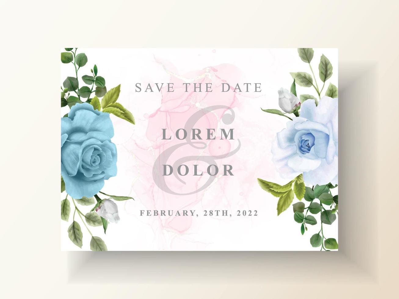 elegant floral watercolor wedding invitation card vector