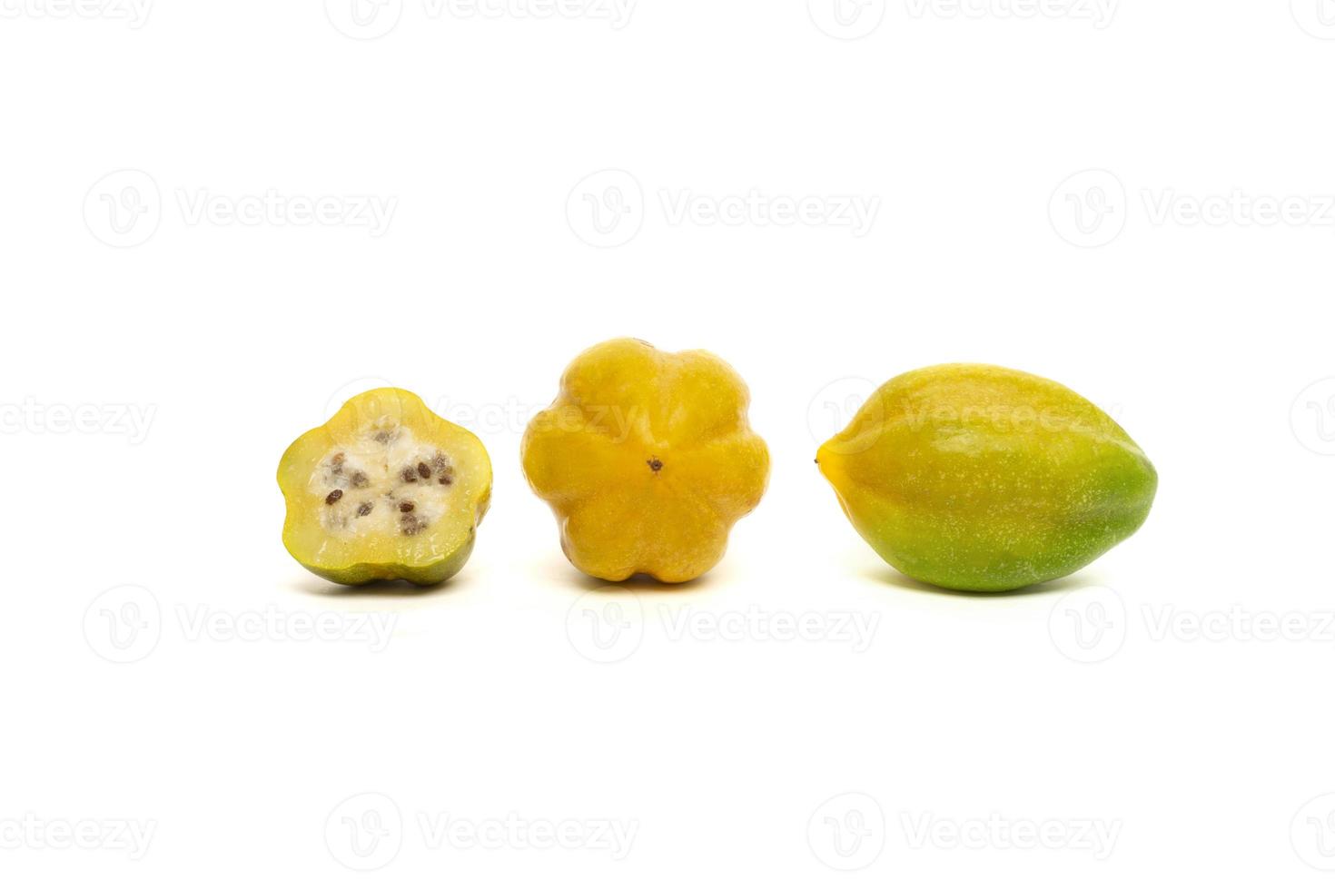 mountain papaya Vasconcellea cundinamarcensis on white background photo