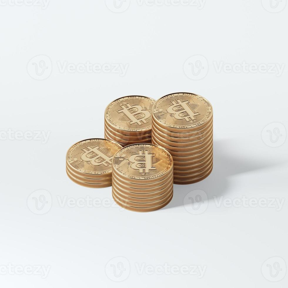 3D render concepto de bitcoin. nuevo dinero virtual. moneda criptográfica foto