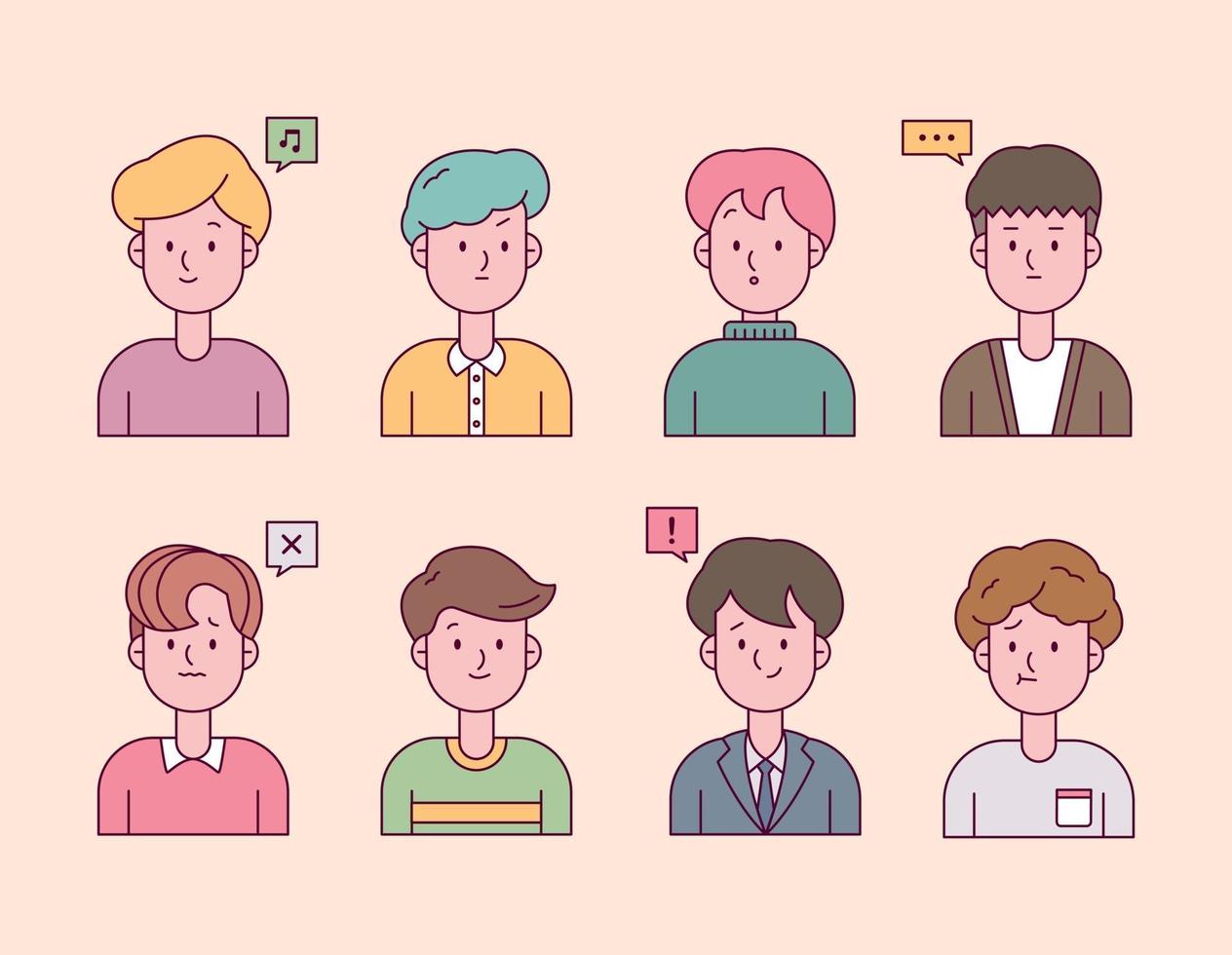 A collection of fashionable male characters. vector