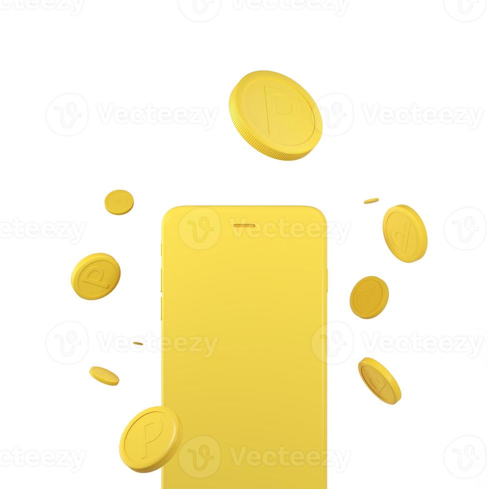 3d rendering coin objects, Simple financial related icons. photo