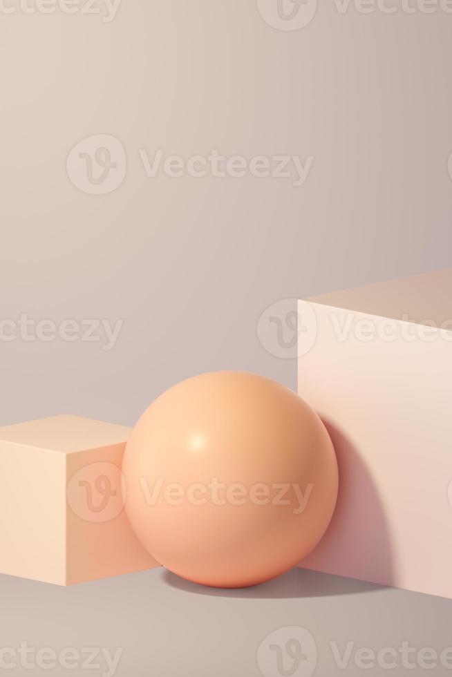 3D Awards podium in harmony with orange color, winner mock up. photo