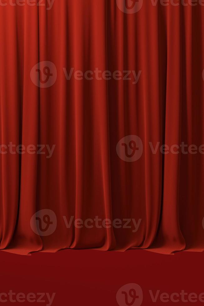 3D Render objeto de cortina de terciopelo rojo, podio foto