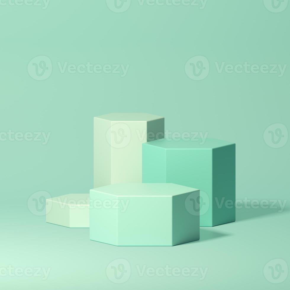 3d Mock up geometric shape podium for product design photo