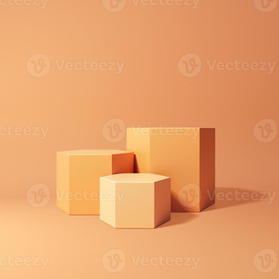 3d Mock up geometric shape podium for product design photo