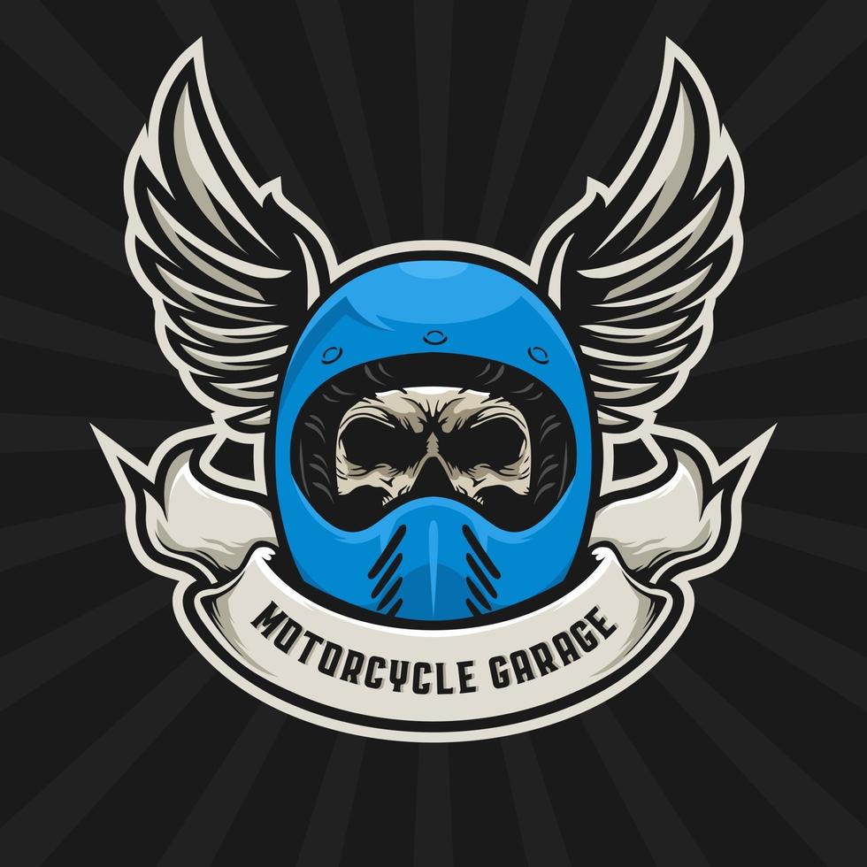 conjunto de casco de motociclista de calavera vector