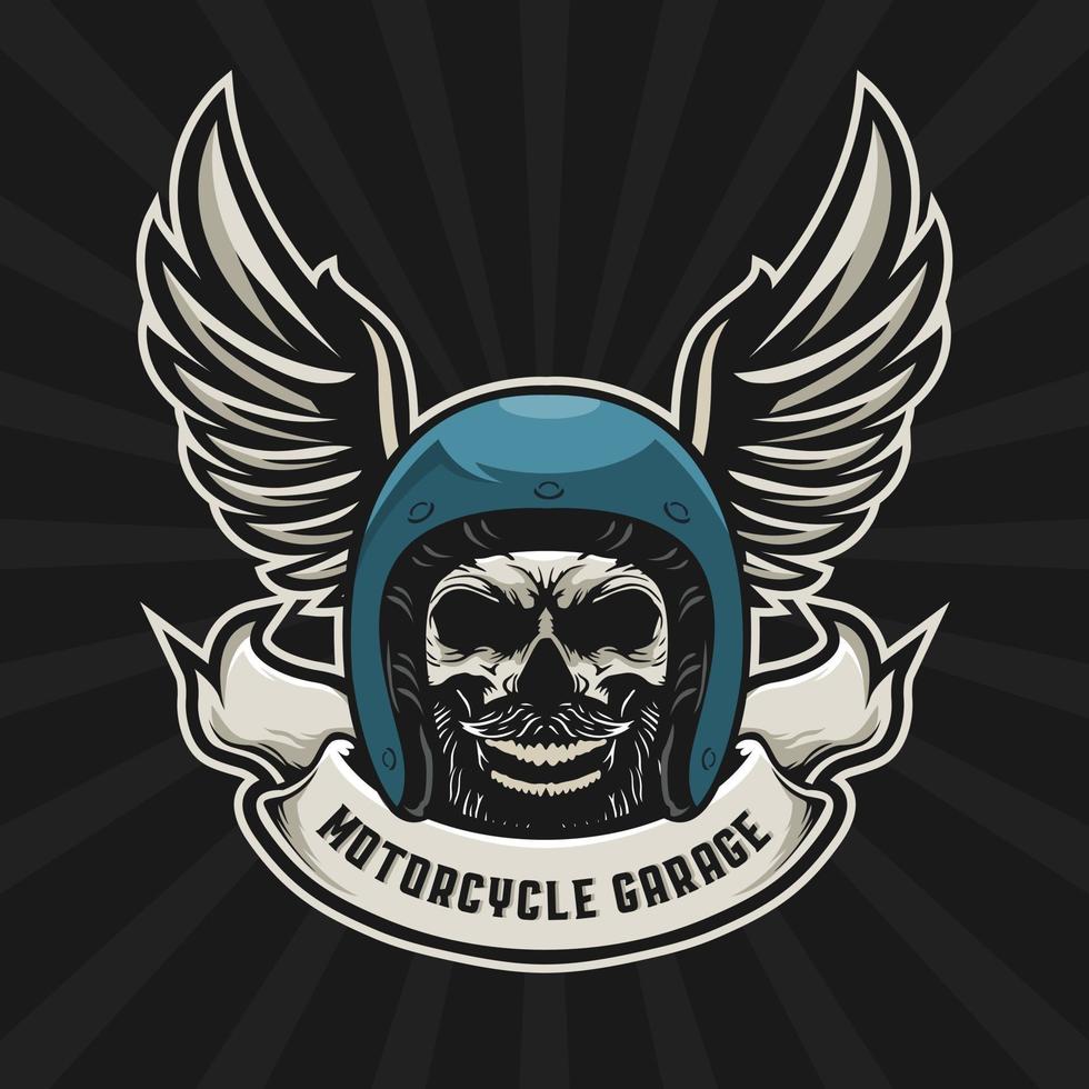 Set of skull biker helmet vector