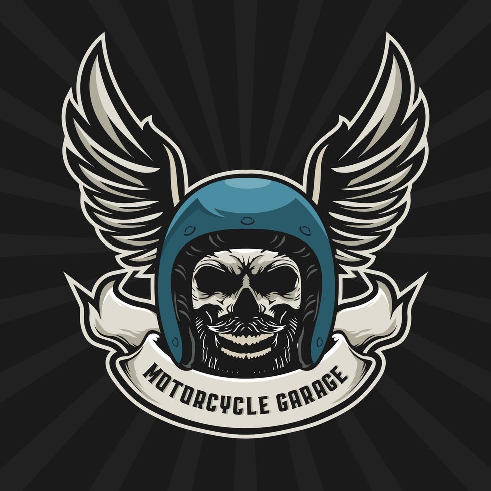 conjunto de casco de motociclista de calavera vector