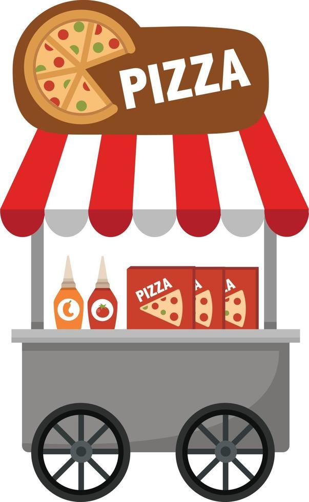 cart stall and pizza vector