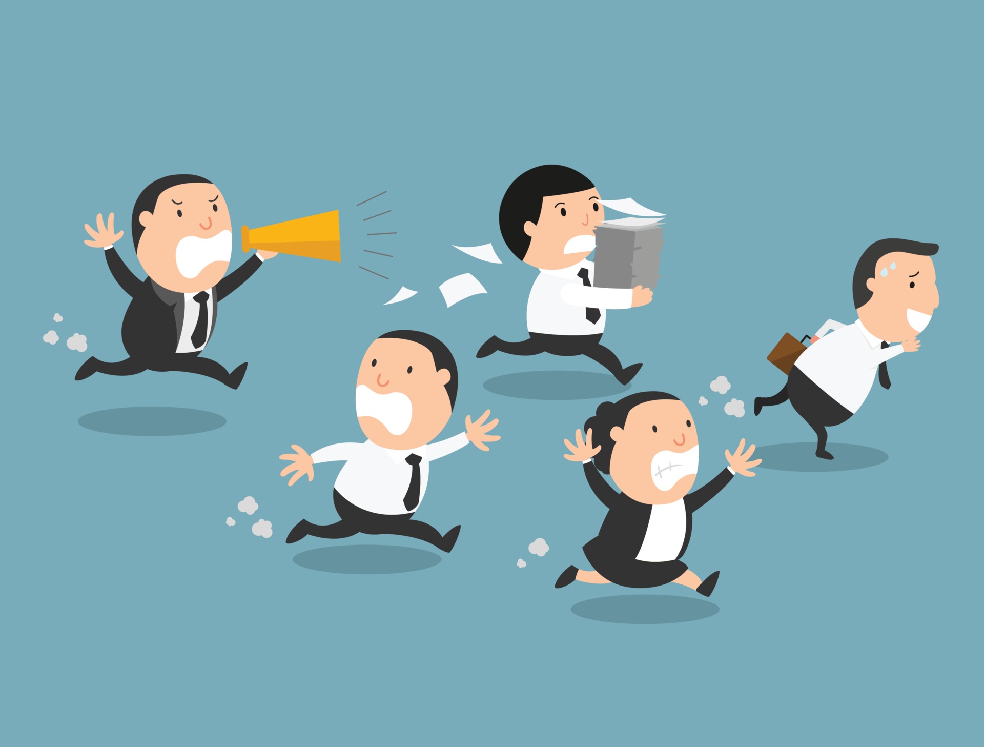 The employees running away from their bad boss 3147362 Vector Art at  Vecteezy
