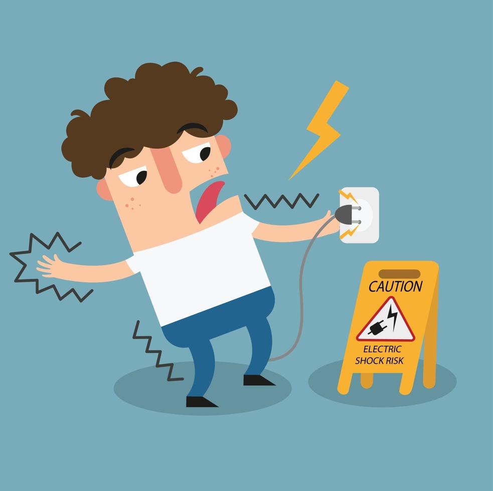 Electric shock risk caution sign. vector