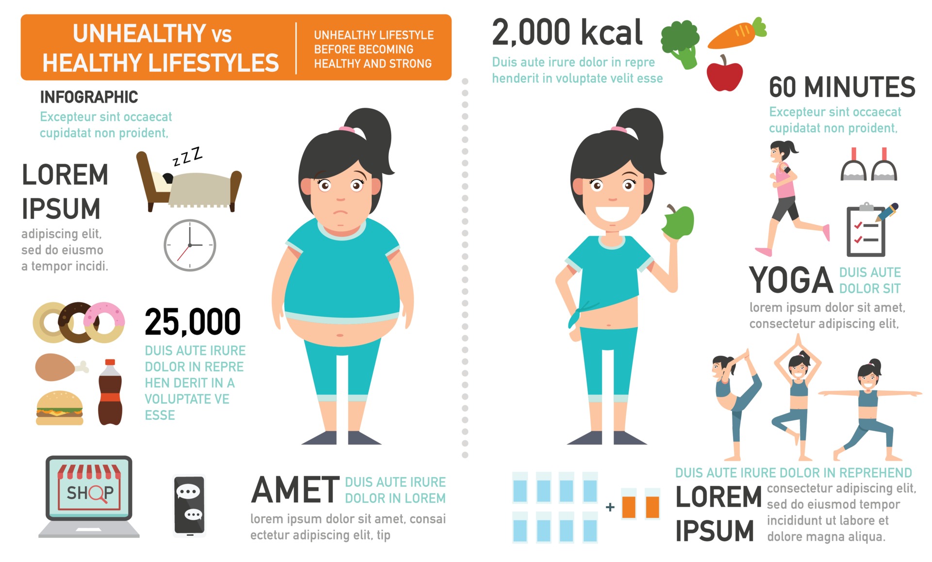 Unhealthy Lifestyle Before Becoming Healthy And Strong 3147443 Vector healthy-and-unhealthy-food-banner-poster-vector-image