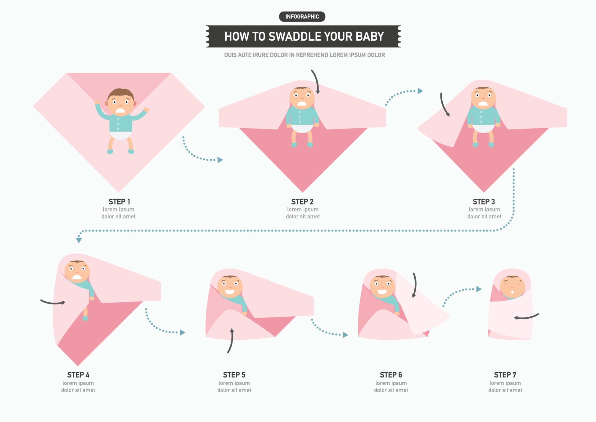 How to swaddle your baby infographic 3147508 Vector Art at Vecteezy