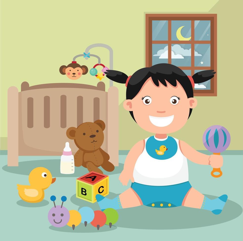 baby playing in a room vector