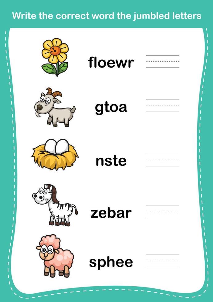 Write the correct word the jumbled letters vector