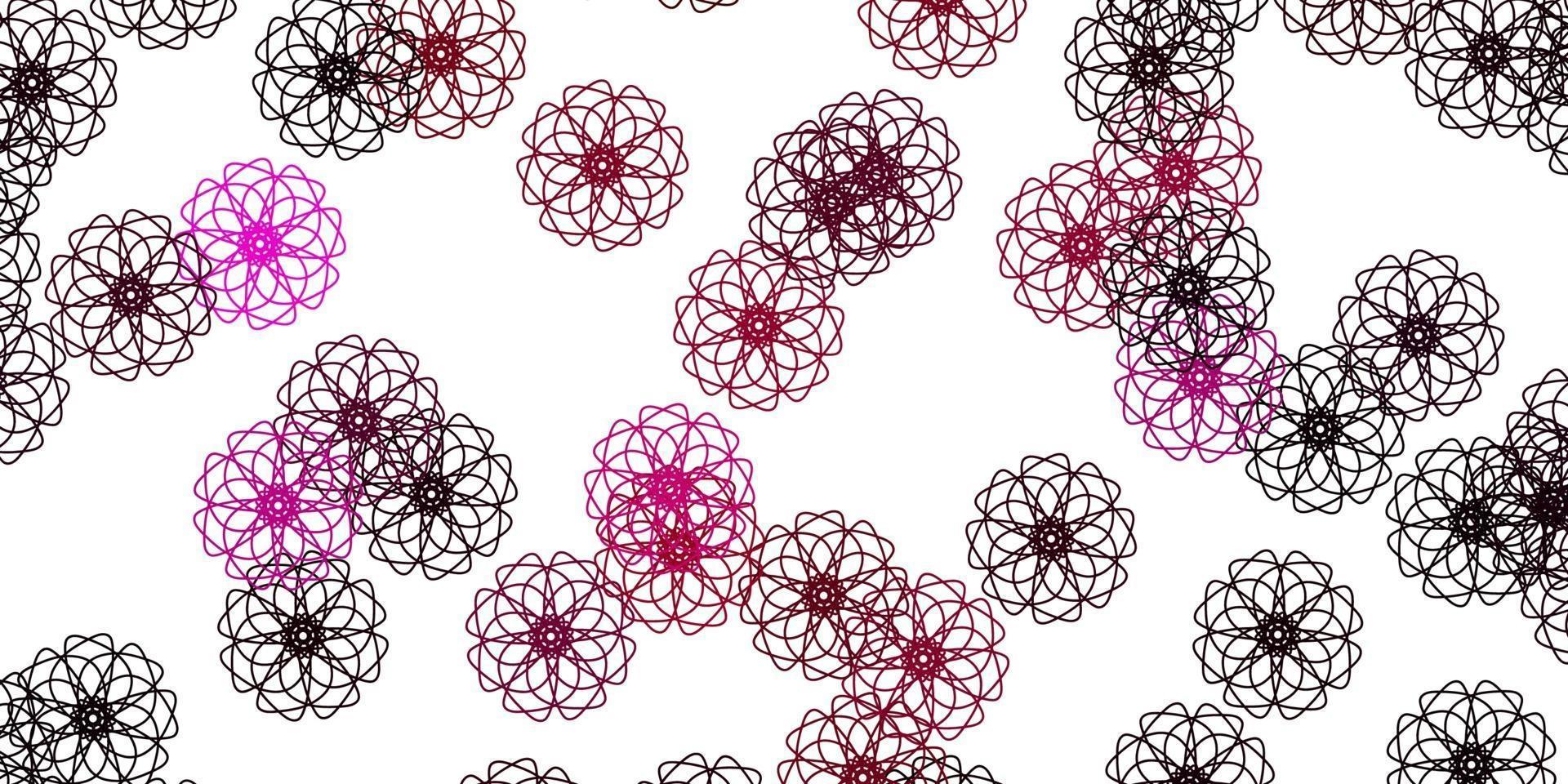 Light Pink vector doodle pattern with flowers.