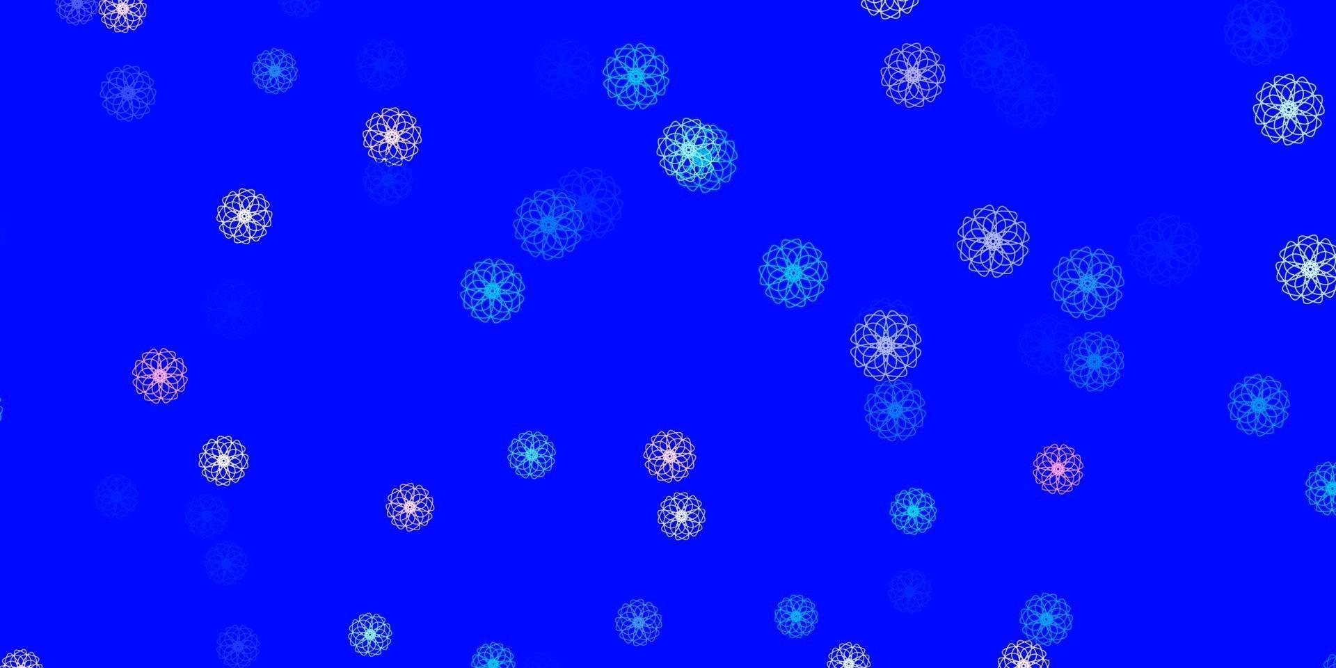 Light Pink, Blue vector doodle texture with flowers.