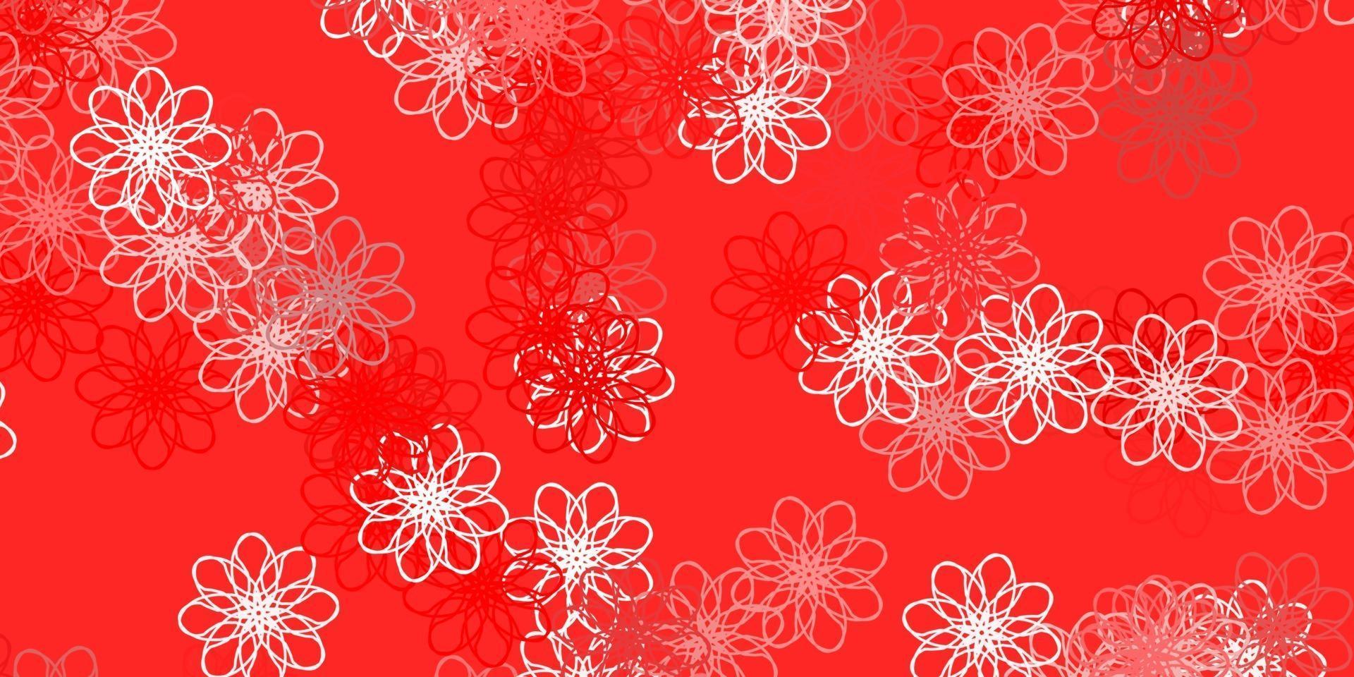 Plantilla de doodle de vector naranja claro con flores.