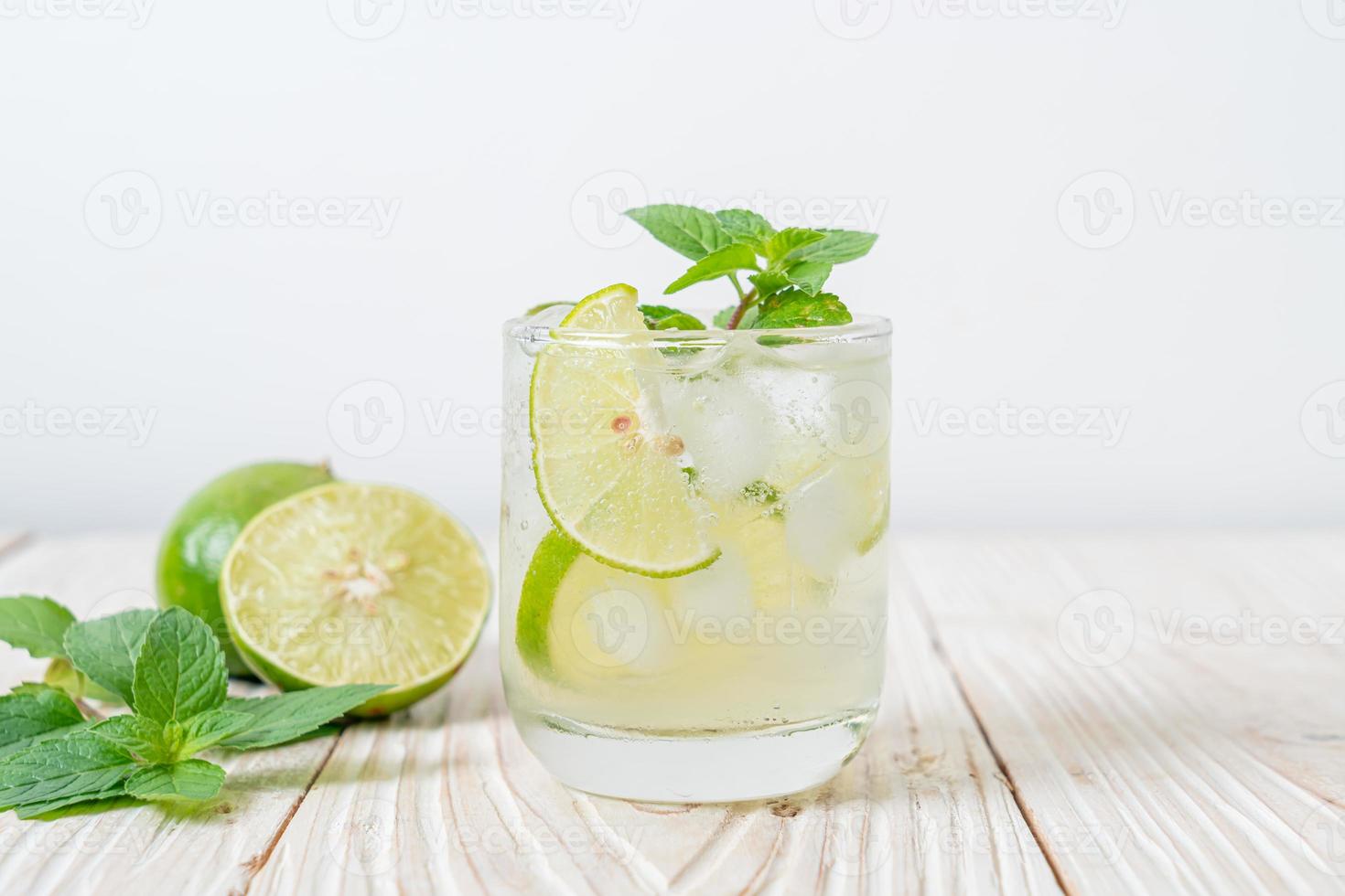 Iced lime soda with mint - refreshing drink photo