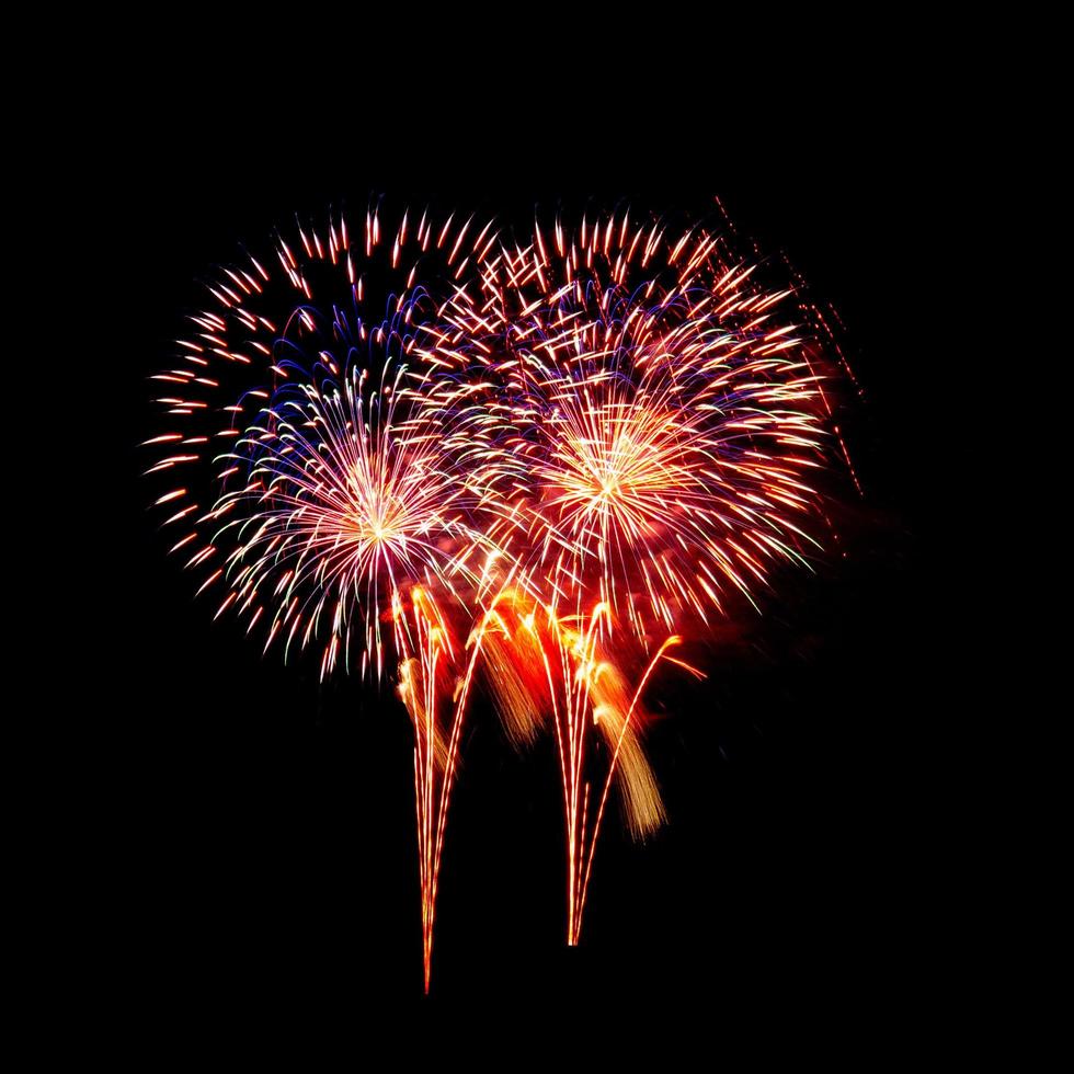 Beautiful fireworks on black background. photo