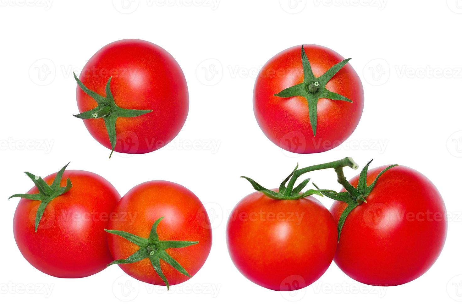 Grupo de tomates de pasto sobre un fondo blanco, aislar foto