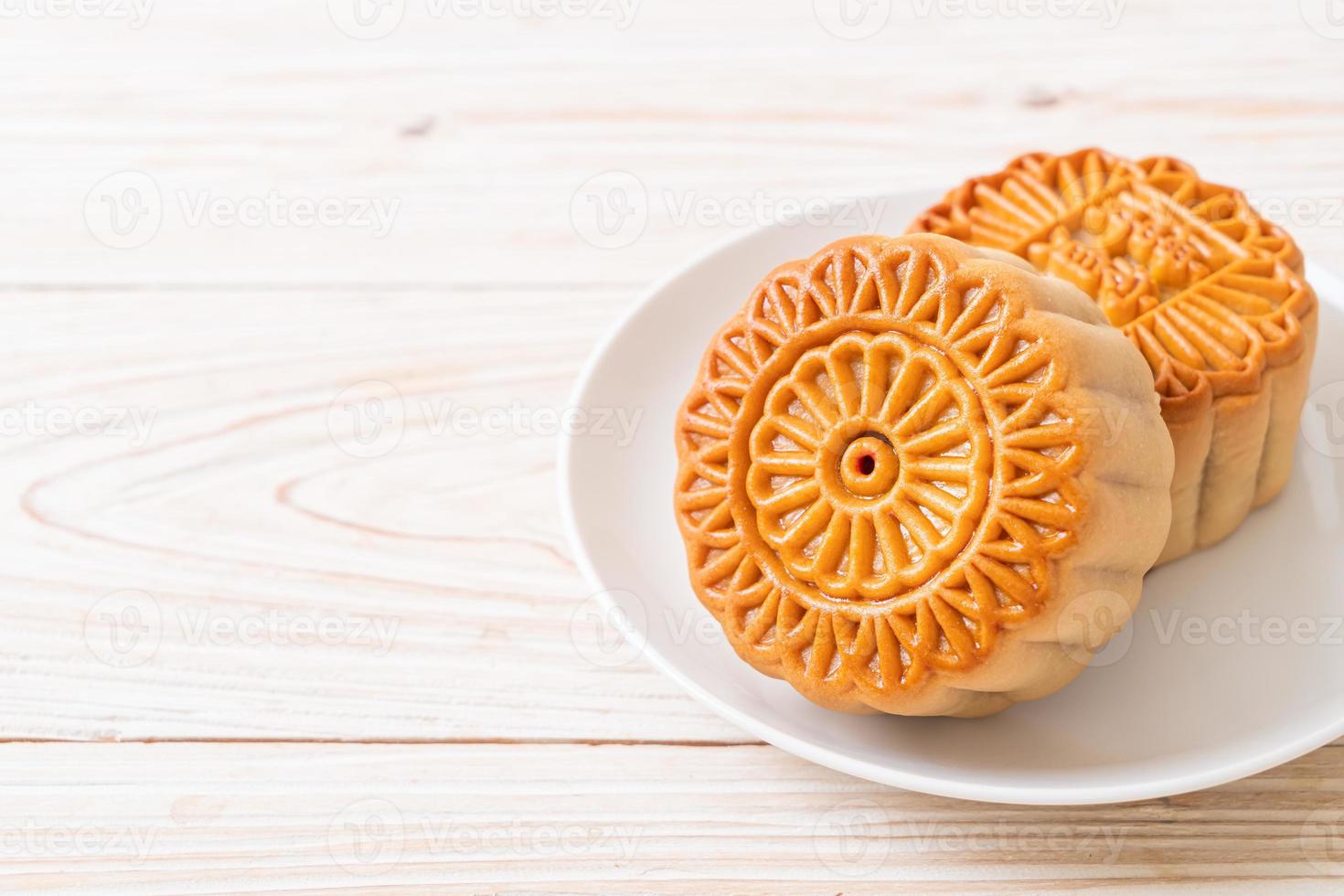 Chinese moon cake on plate photo