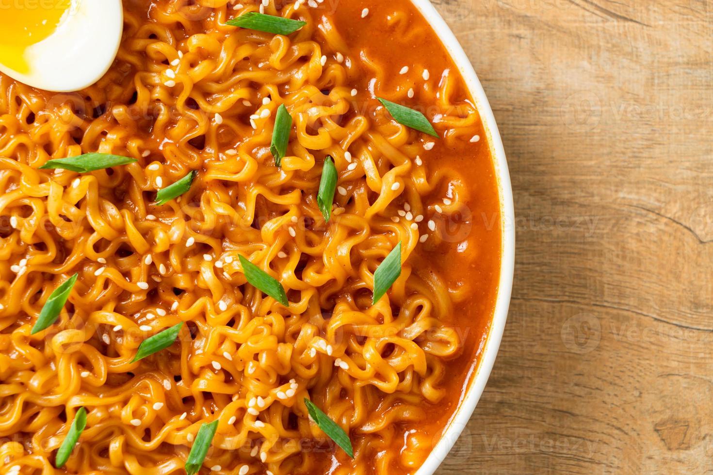 Korean instant noodles with egg photo