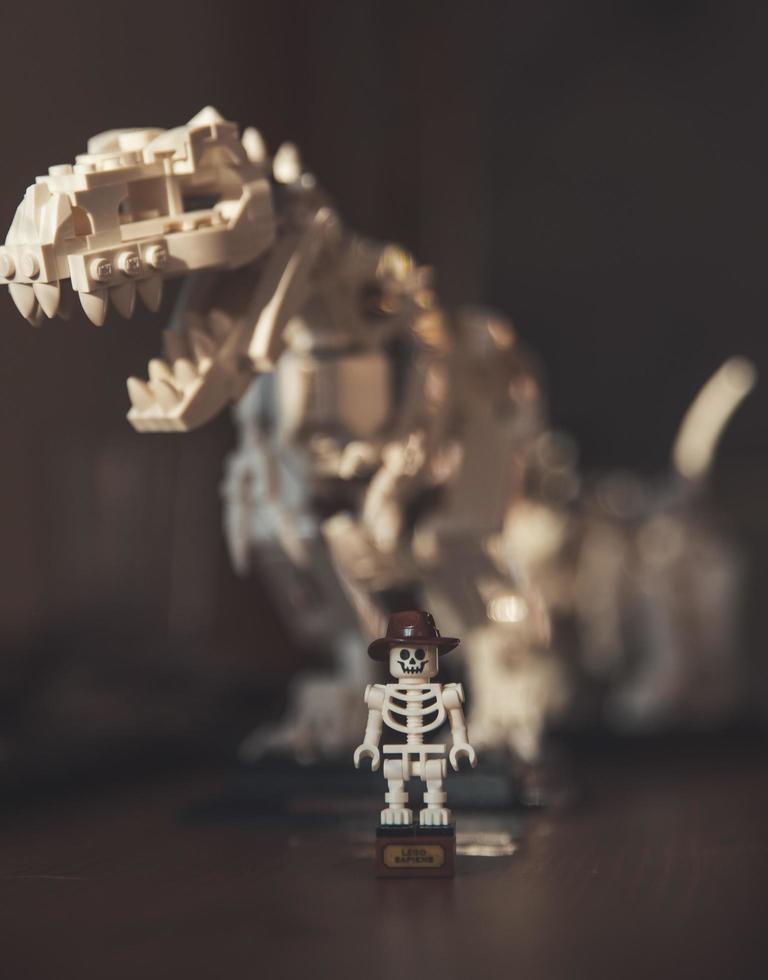 Warsaw - May 2020 - lego minifigure skeleton in museum photo