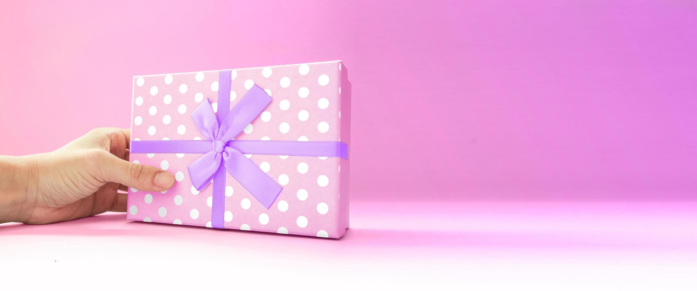 Pink Gift box for father day, mother day, Christmas, birthday. photo