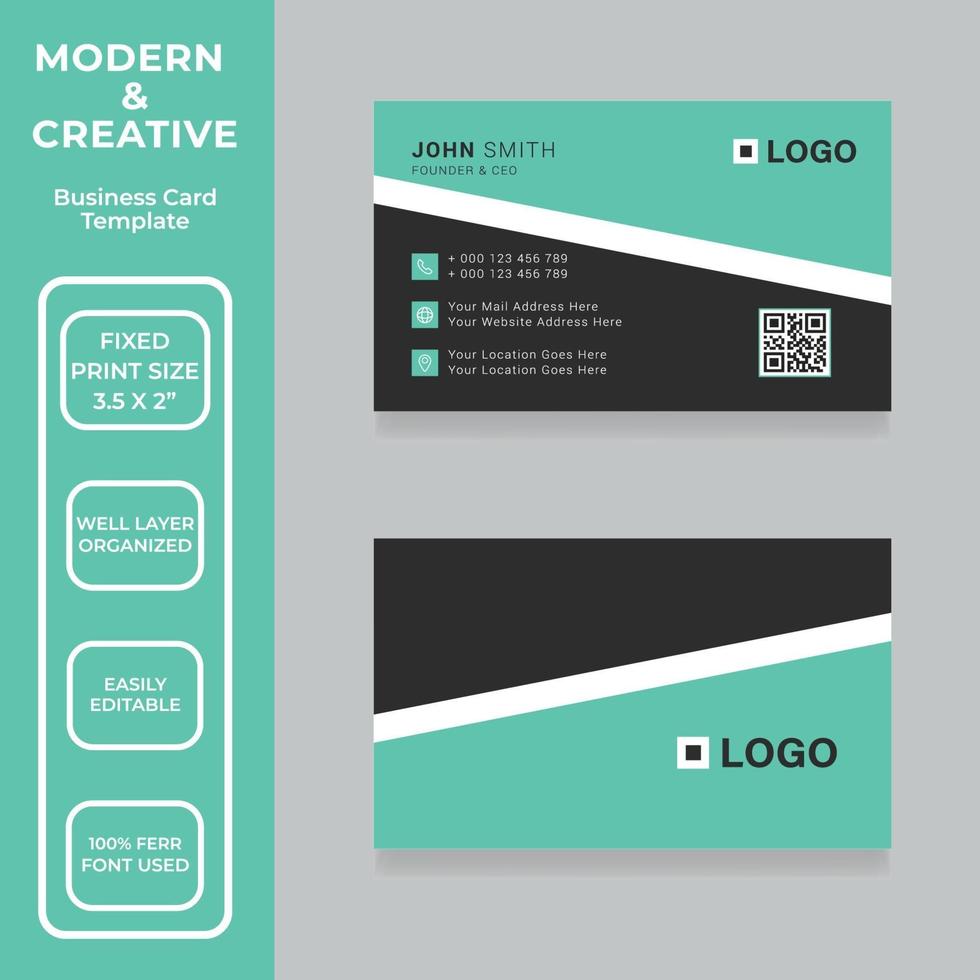 Creative Business Card Template. Modern and Clean Business Card Design vector