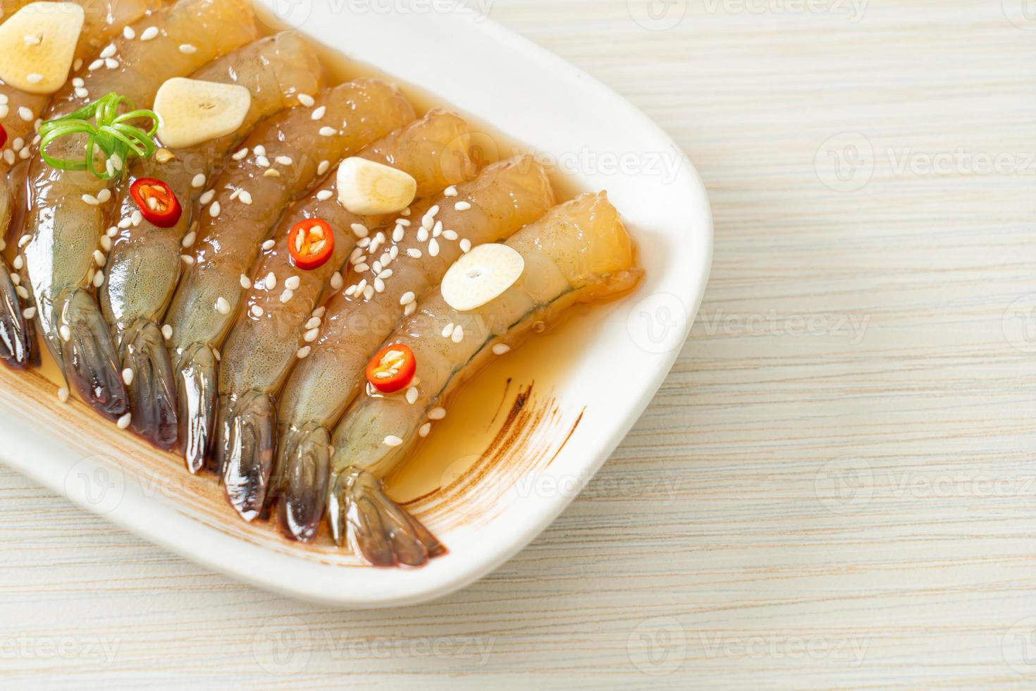 Korean Style Pickled Prawns or  Korean Soy Sauce Pickled Shrimp photo