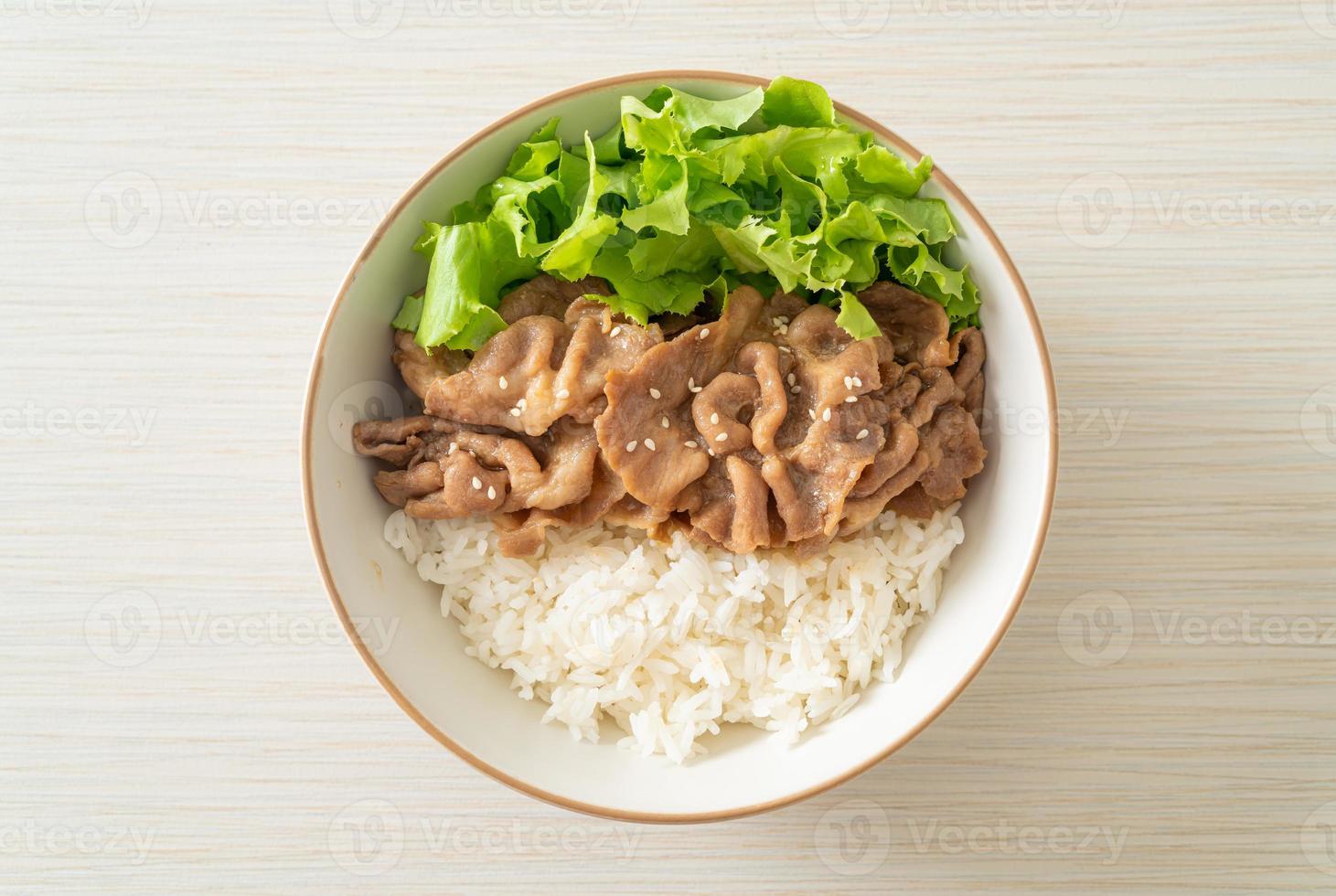 tazón de arroz donburi de cerdo japonés foto