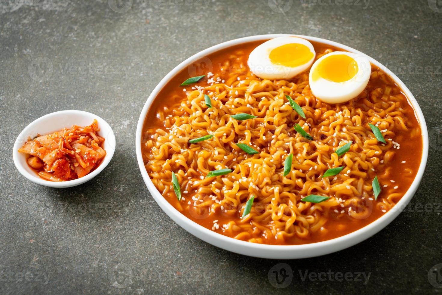 Korean instant noodles with egg photo