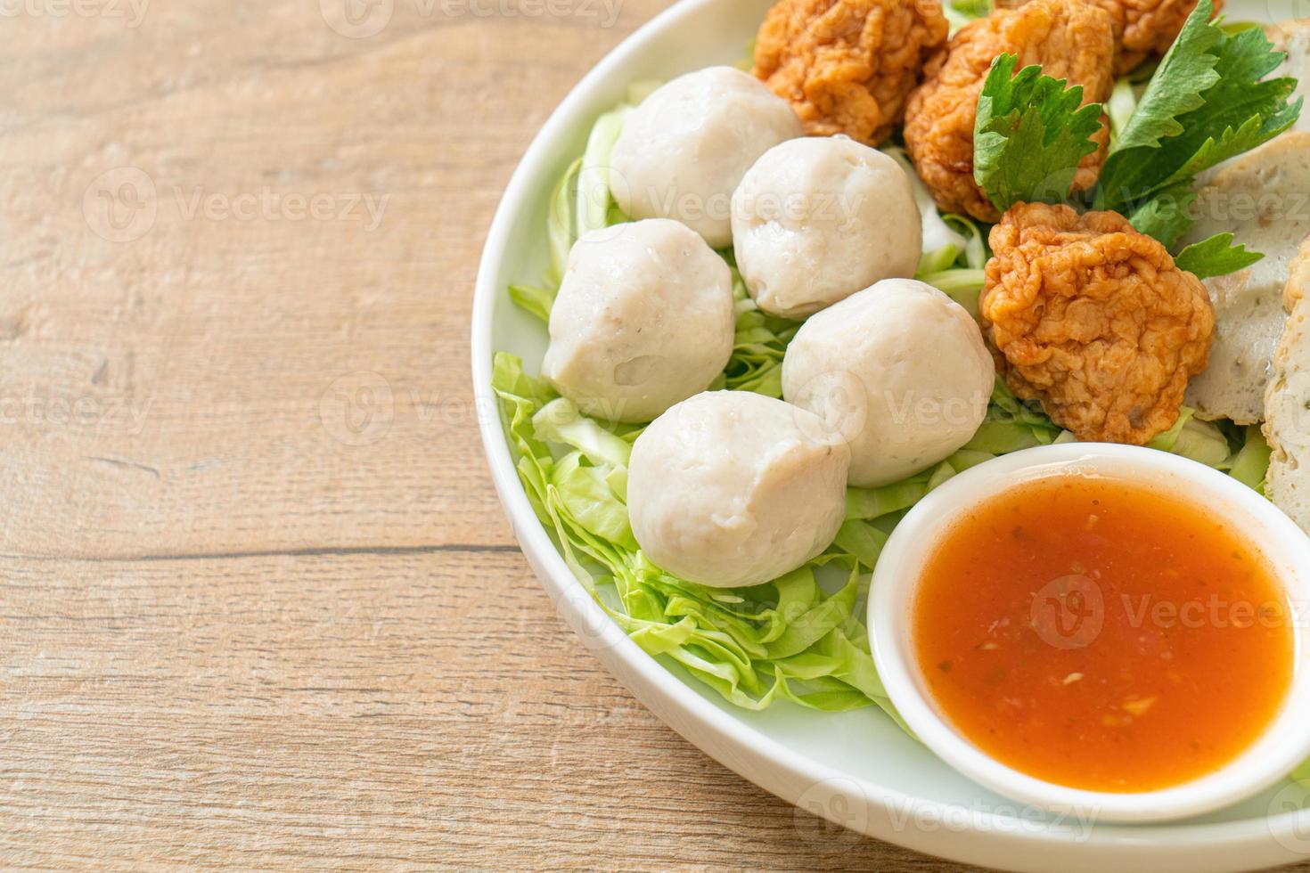 Boiled Fish Balls, Shrimp Balls and Chinese Fish Sausage photo