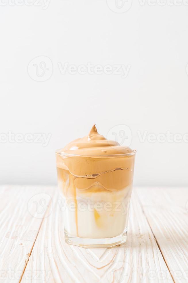 Iced Dalgona Coffee, a trendy fluffy creamy whipped coffee photo