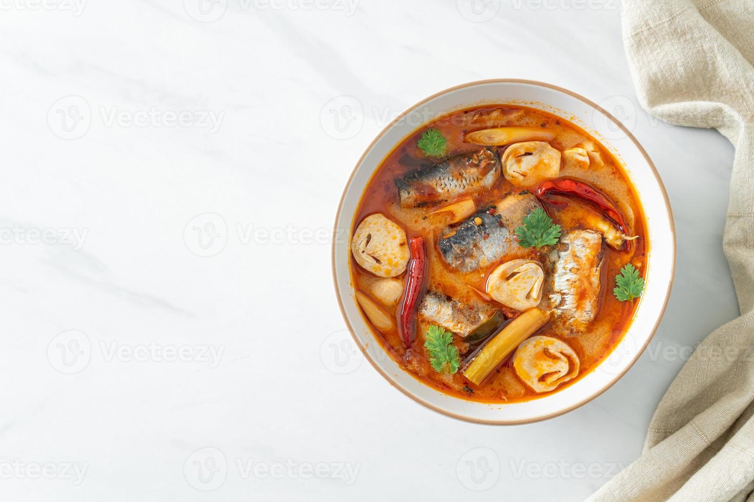Tom Yum canned mackerel in spicy soup photo