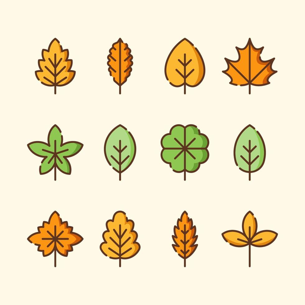 conjunto de iconos de hojas de otoño vector