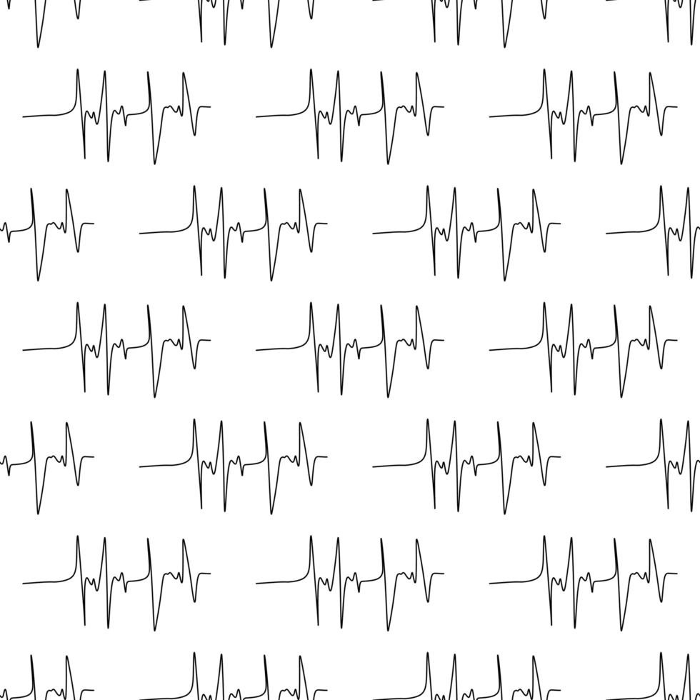 Seamless pattern made from the electrocardiograms. Isolated on white vector