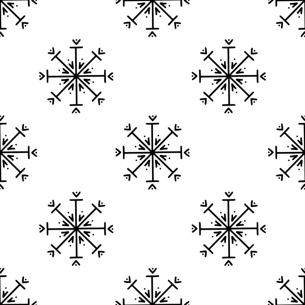 Seamless pattern made from doodle abstract snowflakes vector