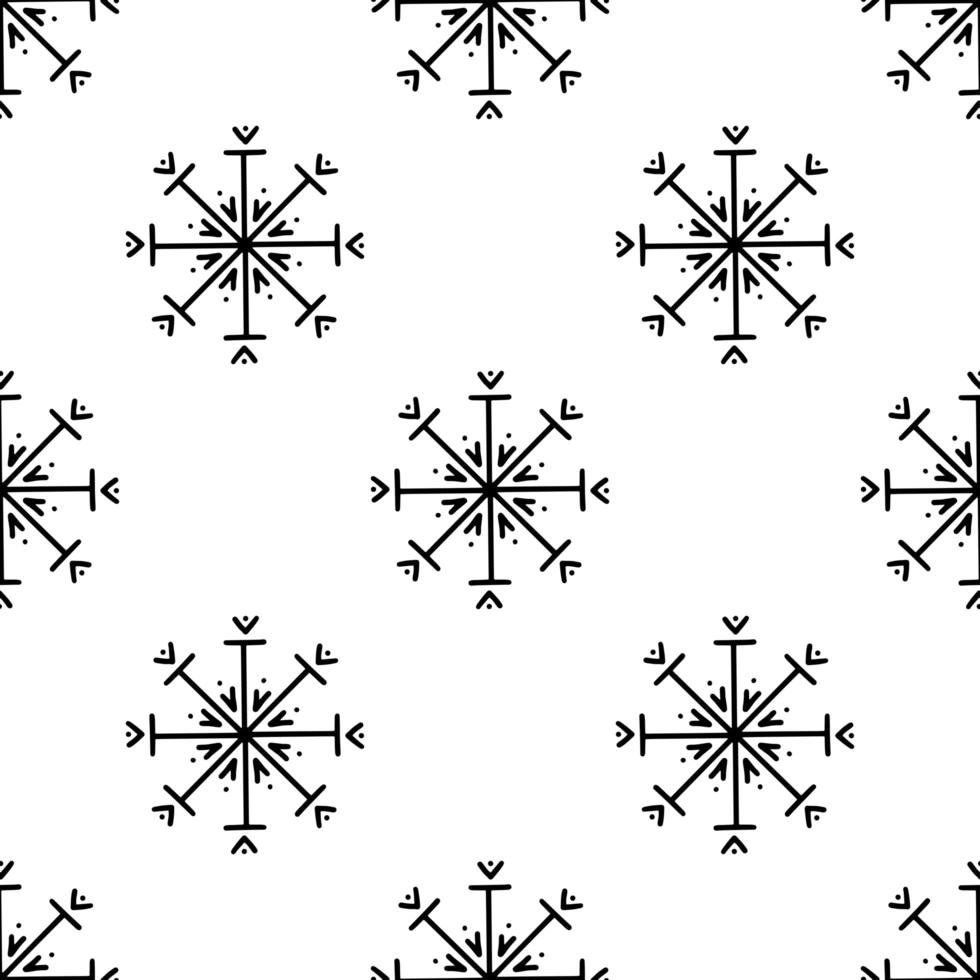 Seamless pattern made from doodle abstract snowflakes vector