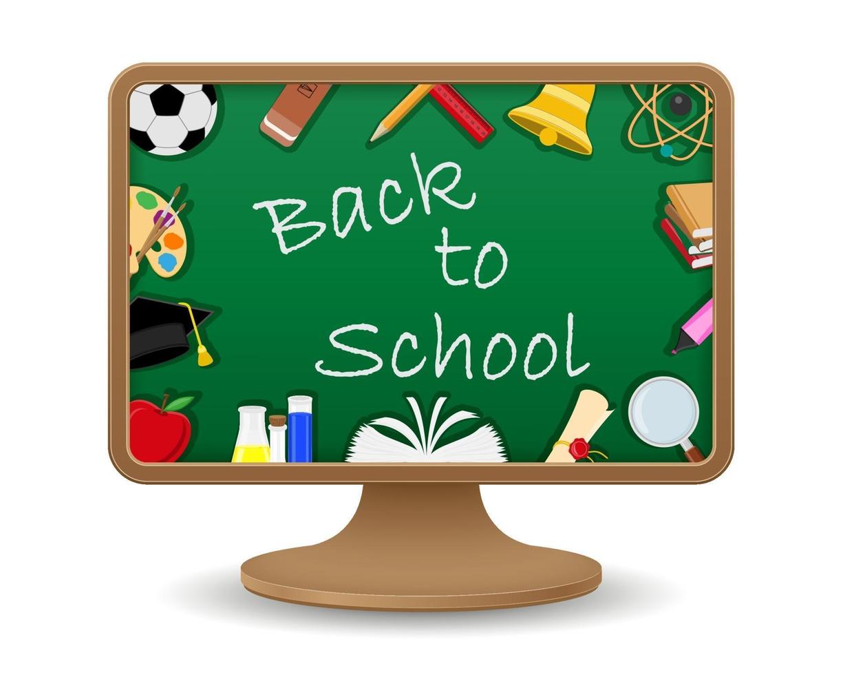 school blackboard monitor screen education concept vector