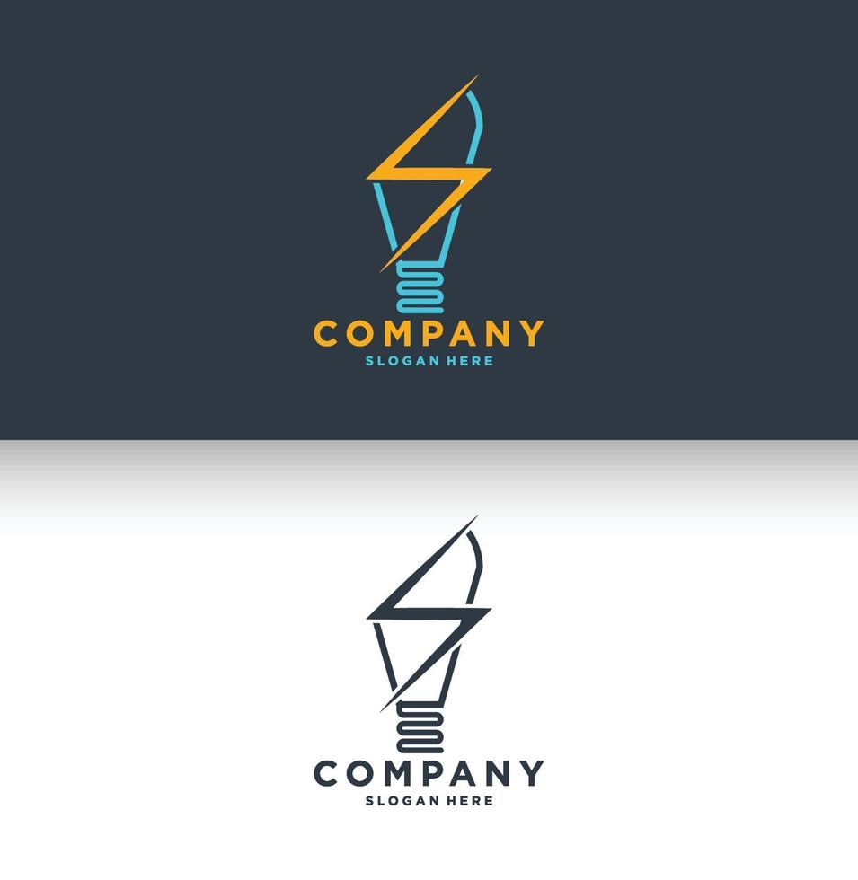 electric bulb logo and electronic logo template vector